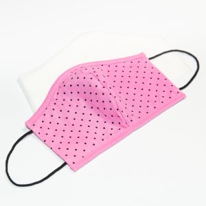 Face mask pink with black dots (face shape) - free 10 filters - high quality - reusable and washable cotton mouth face mask with elastic