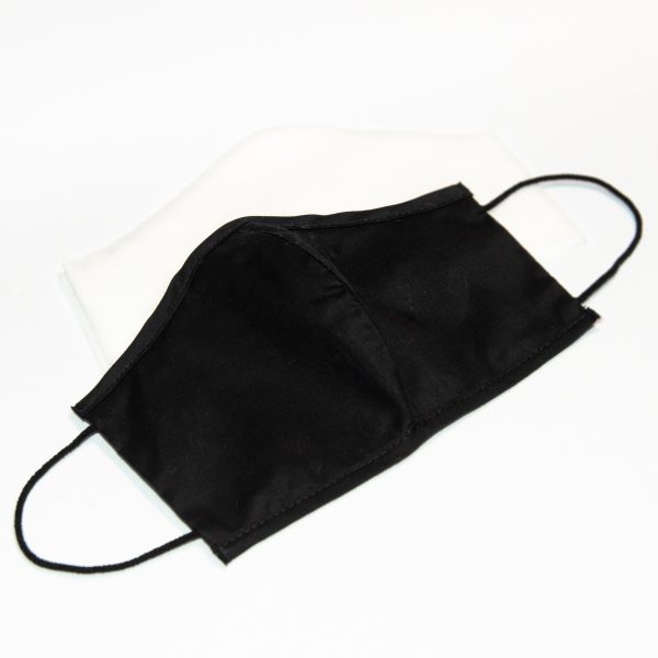Mundschutz schwarz (Gesichtsform) - kostenlos 10 Filter - hochwertige - wiederverwendbare und waschbare Baumwollmundmaske mit Gummizug